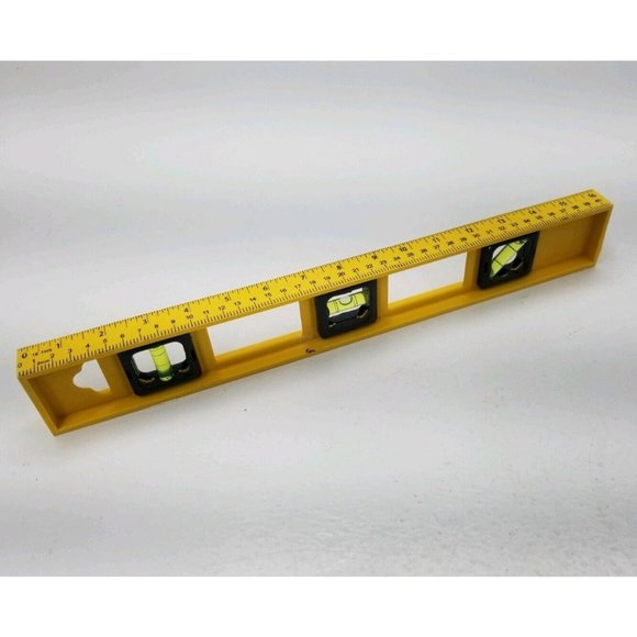 16" Inch Lightweight Plastic Bubble Level Triple Ruler Measure Tool Yellow New - Picture 3 of 10